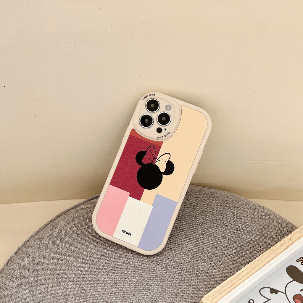Ốp Điện Thoại Da Mềm Hình Mickey Và Minnie Cho iphone 11 12 13 pro max mini XR XS 7 8 plus