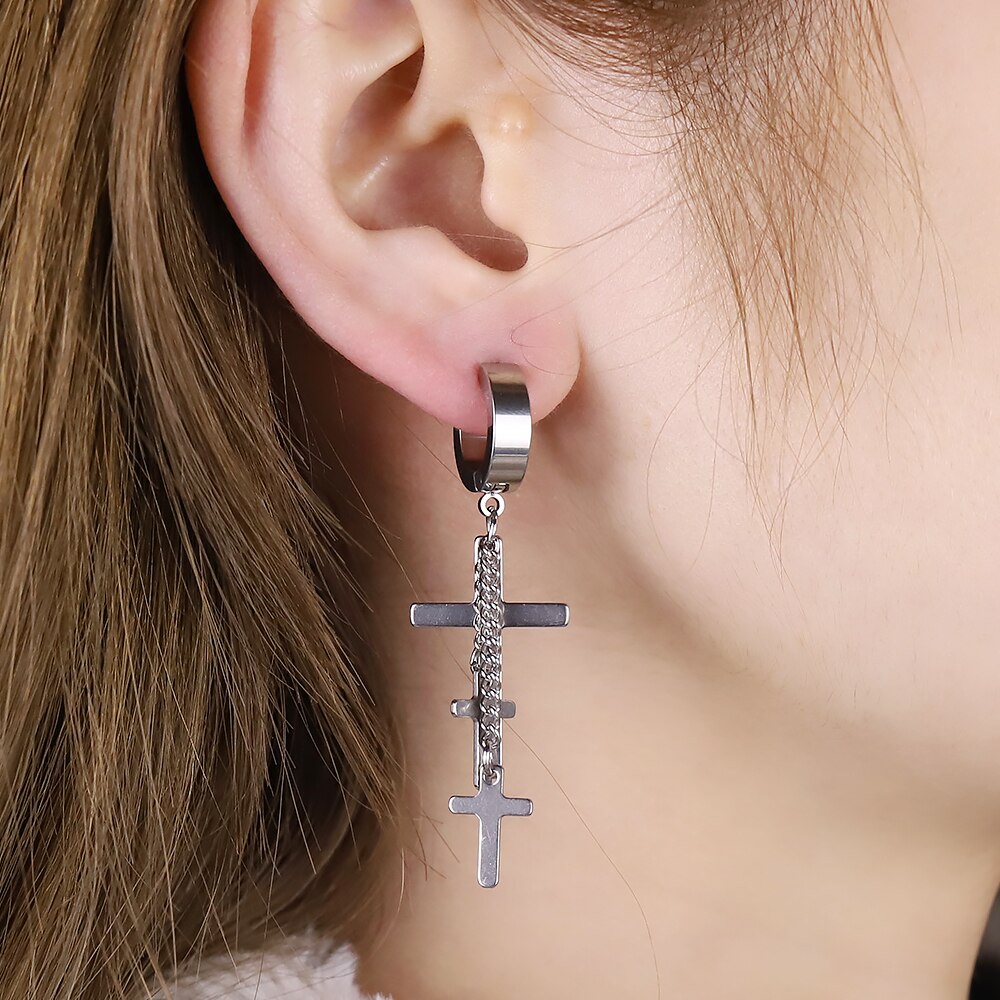 ★★★ 1 Bông Tai Không Xỏ Lỗ Bằng Thép Không Gỉ Phong Cách Âu Mỹ Sáng Tạo