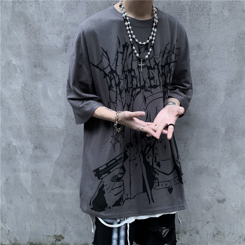 Áo thun MMIOT in họa tiết hoạt hình phong cách harajuku gothic Nhật Bản thời trang 2023 oversize