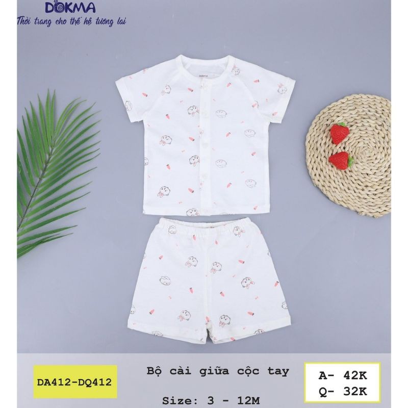 Bộ ngắn tay cài giữa Dokma siêu mềm 1-12M