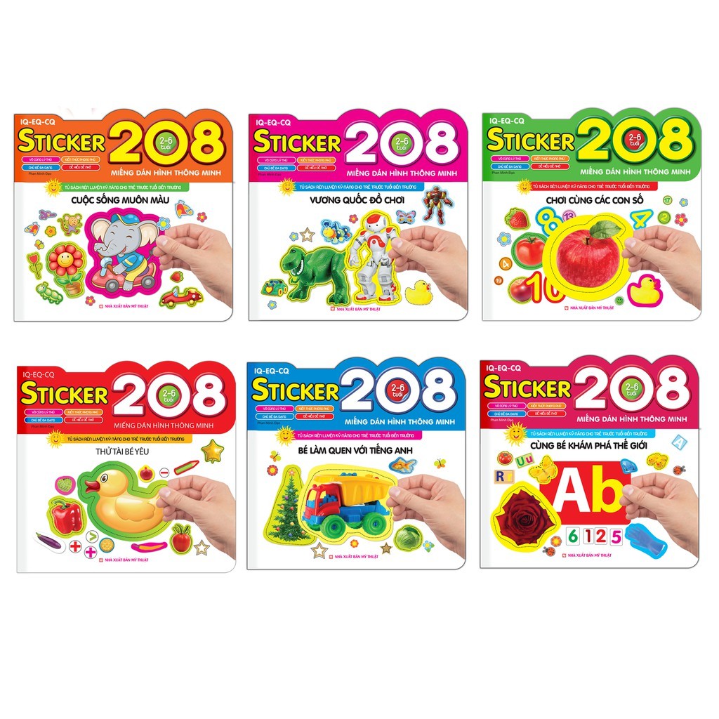 Sách - Combo 6 cuốn 208 miếng dán hình thông minh - IQ-EQ-CQ