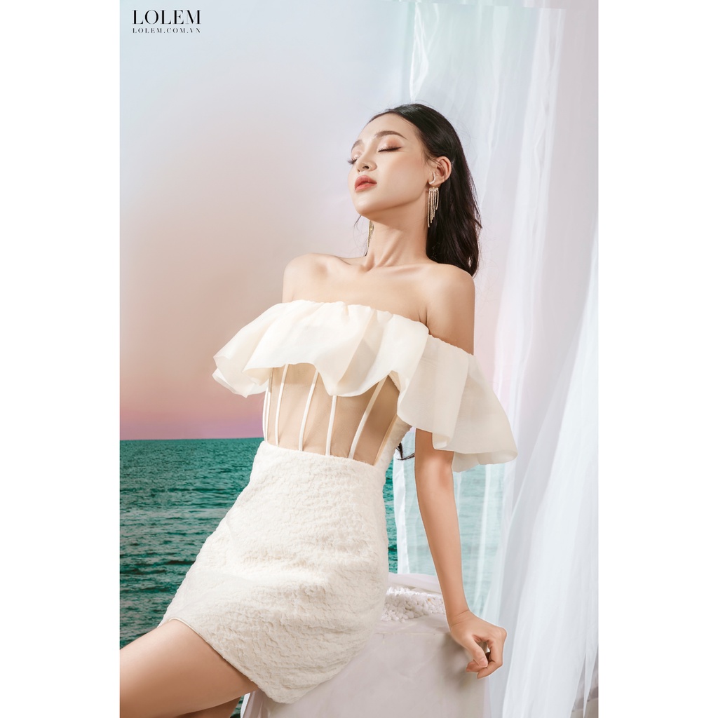 Đầm ôm body LOLEM DO188 rớt vai bèo ngực vải lưới bền dễ chịu