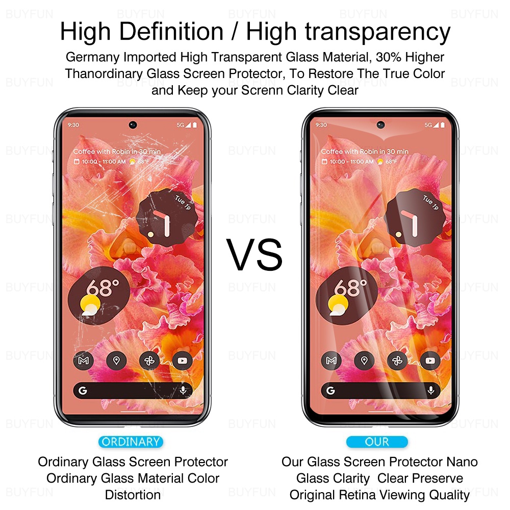 Full Cover Tempered Glass For Google Pixel 6 6Pro Pro 6.4" Screen Protector On The For Protective Film GB7N6 G9S9B16 goge Clear