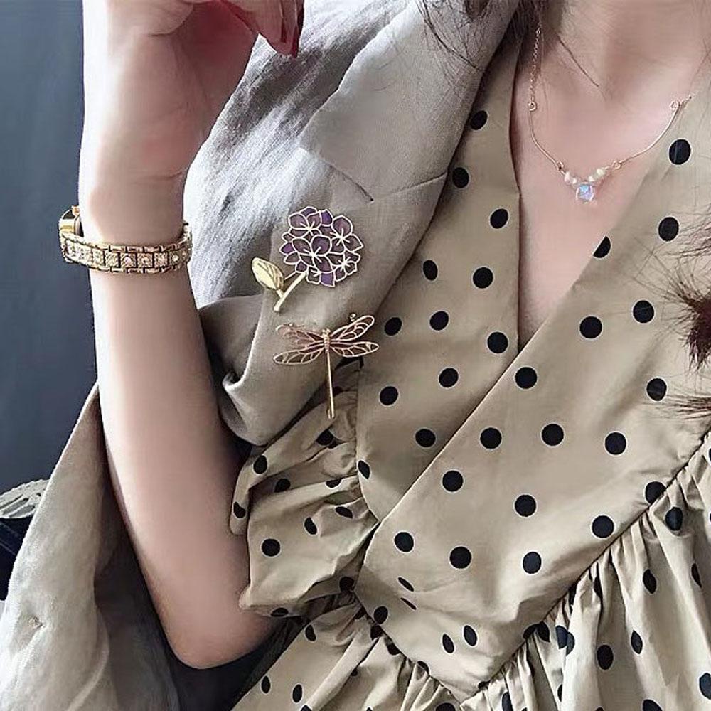 Ghim Cài Áo Hình Chuồn Chuồn Đính Hoa Tử Đinh Hương Thời Trang Cho Nữ