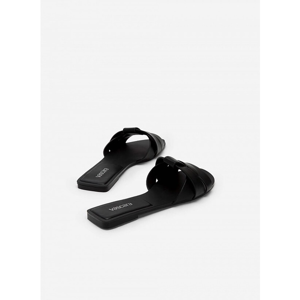 Vascara DÉP QUAI NGANG ĐAN CHÉO MŨI TRÒN - DXP 0177 - MÀU ĐEN