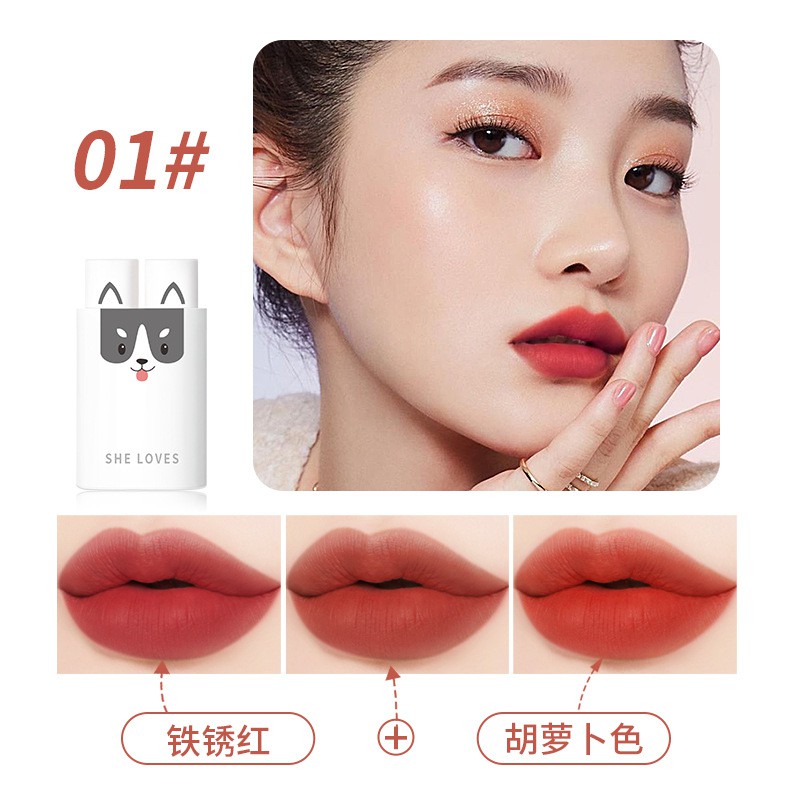 Set Son kem lì She Loves Dog and Cat Diary Matte Lipstick nội địa Trung mềm mịn môi mẫu mới nhất Somoholic SM17