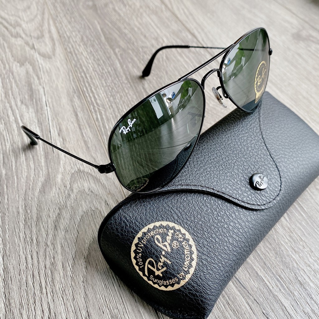 Kính mát chính hãng Rayban Aviator mắt đen gọng đen matte mã RB3025 - Size 58-62 Nam nữ đeo đều đẹp