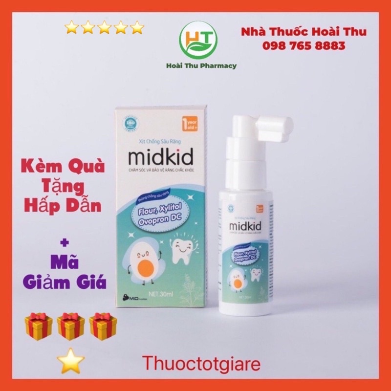 Xịt Chống Sâu Răng MIDKID - bảo vệ men răng ,ngừa ố vàng (dành cho bé từ 1 tuổi)