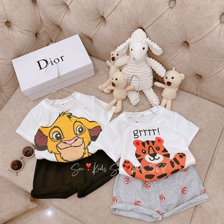 Cặp bộ cotton hè hổ-sư tử bé trai