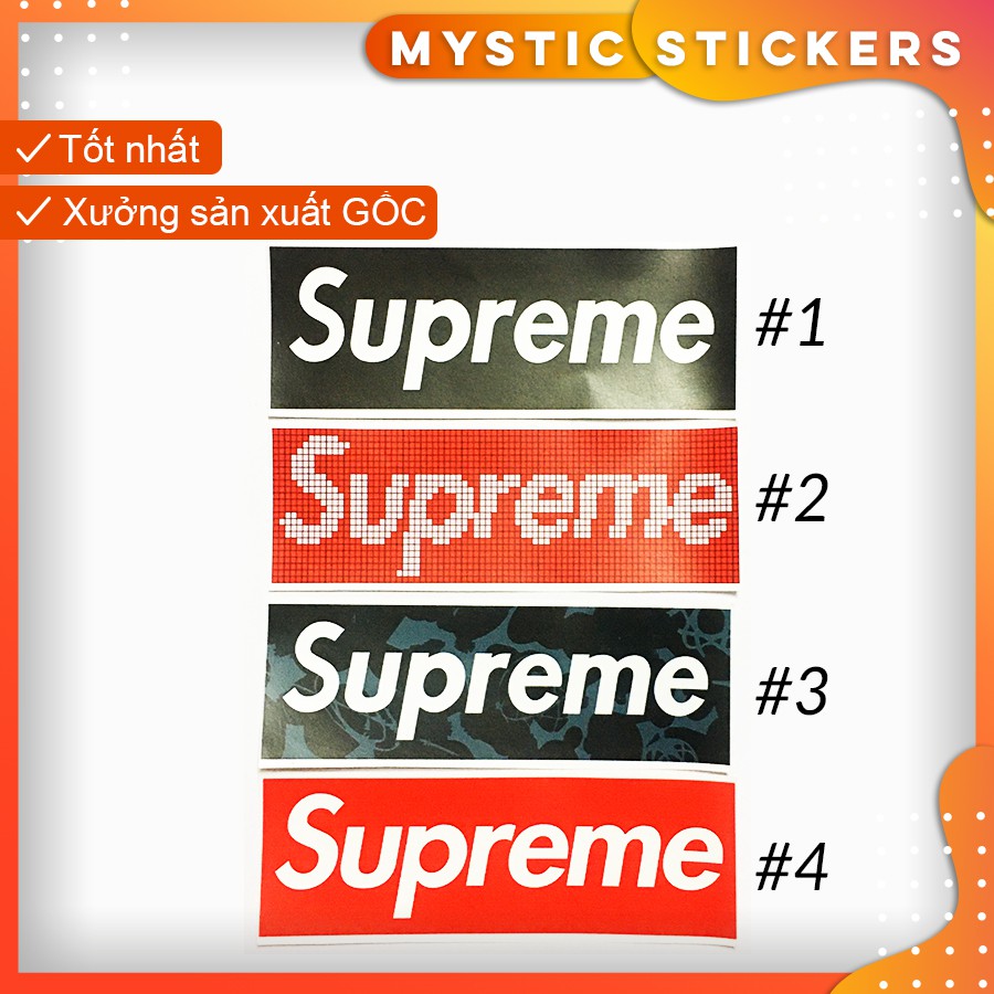 [SUPREME 5.5 X 14.5 CM] 01 Sticker SIZE TO chống nước trang trí,dán xe laptop mũ bảo hiểm vali...