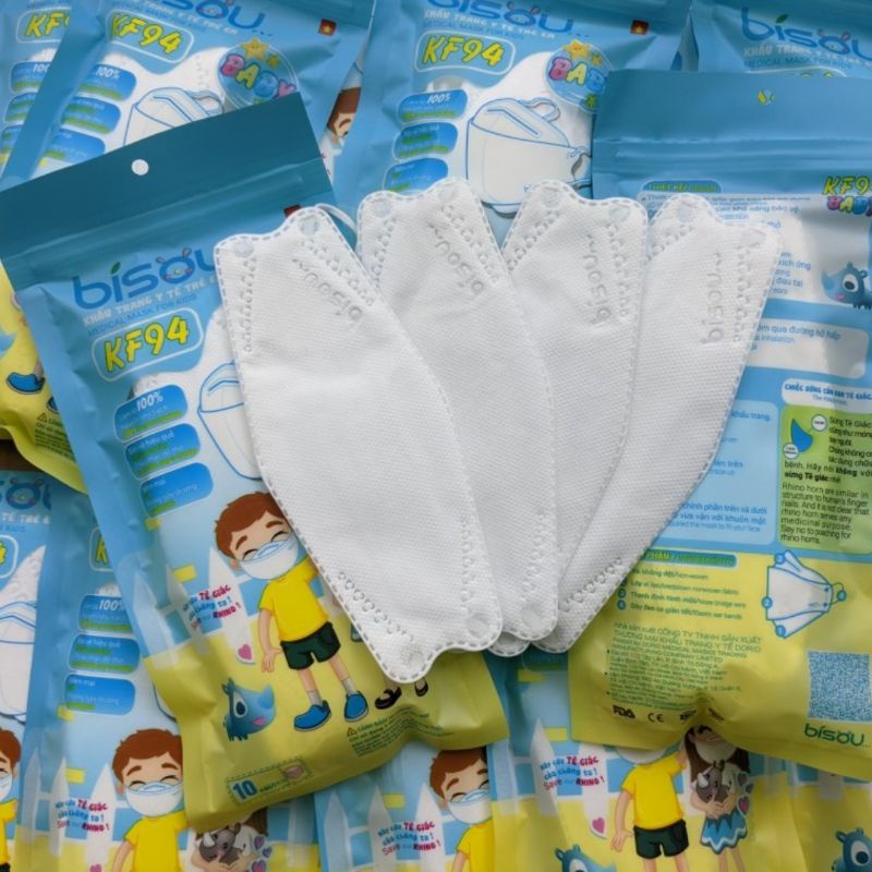 Khẩu Trang Bisou KF94 Chính Hãng Thiết Kế 4D Thông Minh - Hộp 10 cái | BigBuy360 - bigbuy360.vn