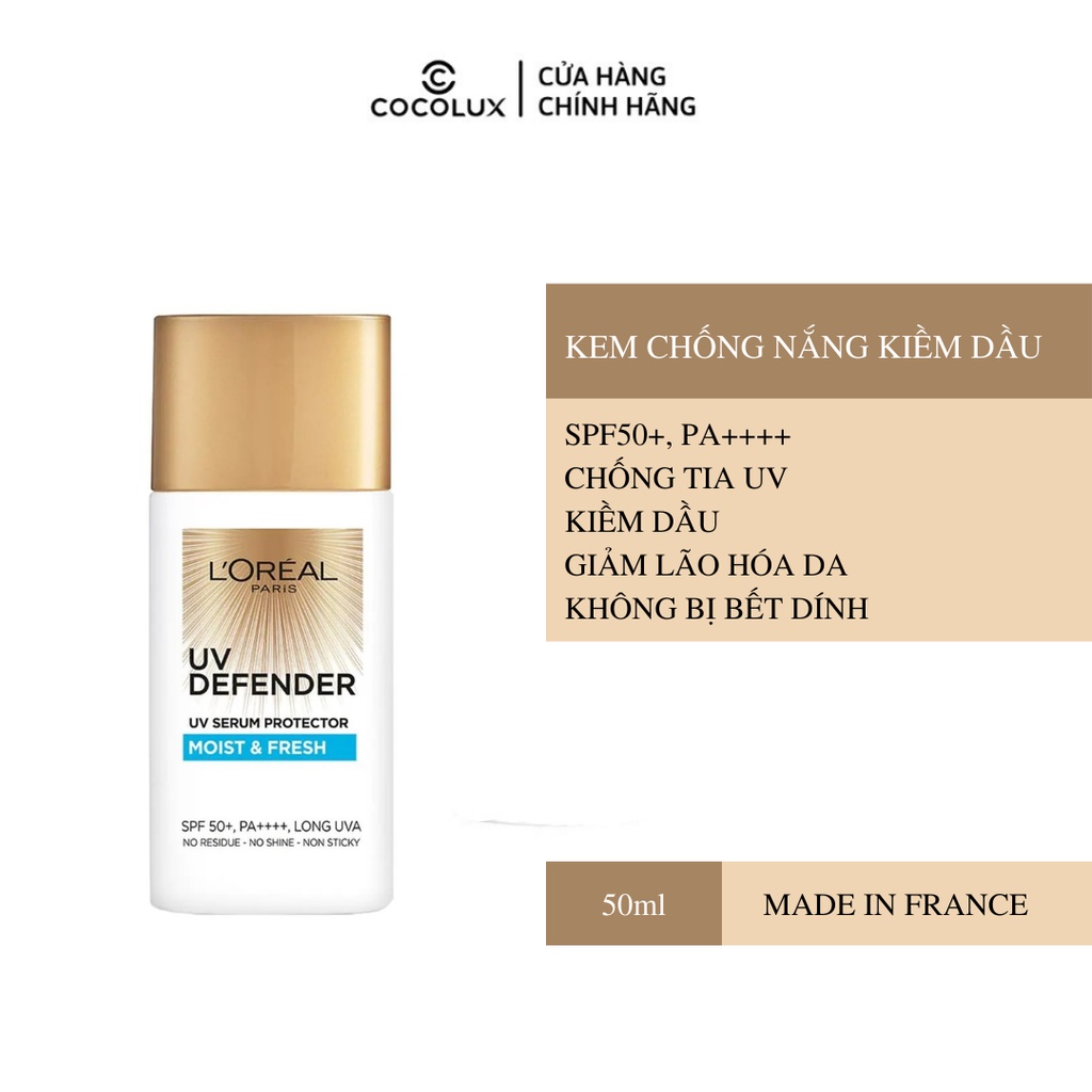 Kem Chống Nắng Loreal Paris UV Defender Kiềm Dầu Thoáng Mịn Da 50ml