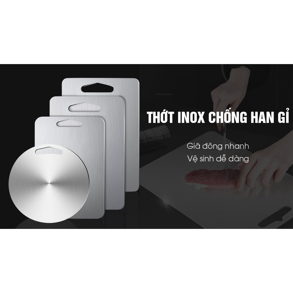 [Chính Hãng] THỚT INOX 304 KHÁNG KHUẨN ĐỦ SIZE ĐỦ KÍCH THƯỚC VIETCOOK