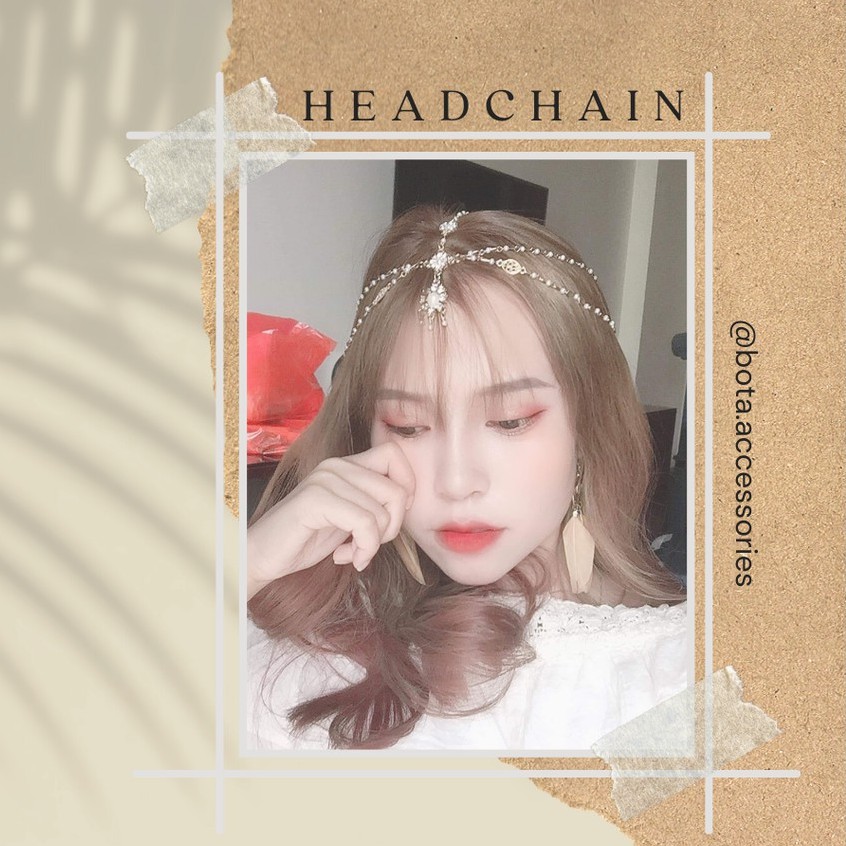 Vòng đội đầu headchain hột đá phong cách boho