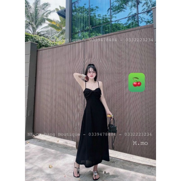 Đầm maxi 2 dây nơ phom dài