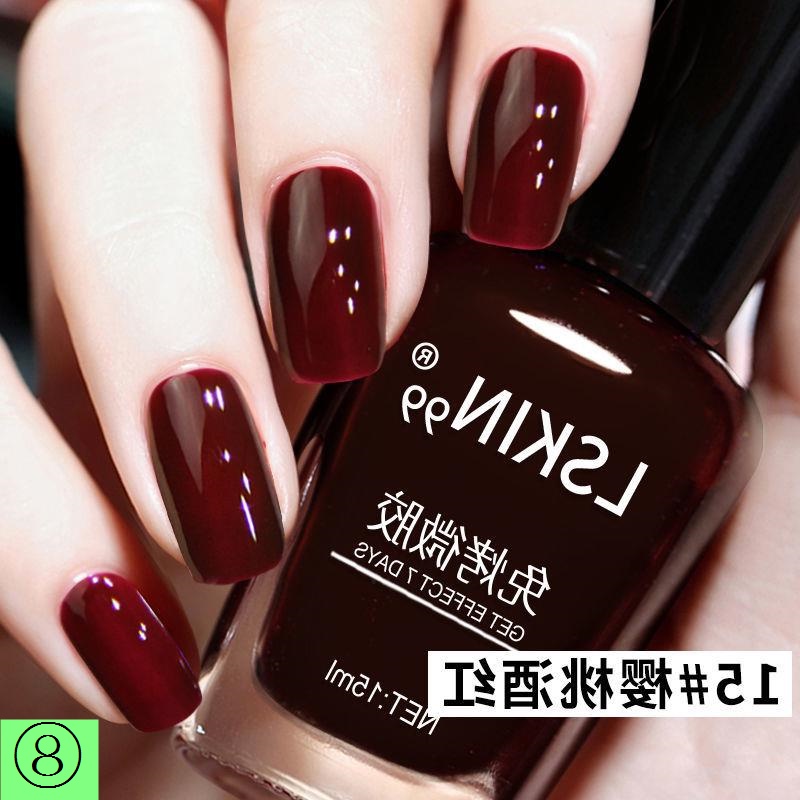 Sơn Móng Tay Màu Đỏ Rượu Vang Không Lộ Viền Lâu Trôi Không Thấm Nước Không Phai Màu Làm Trắng