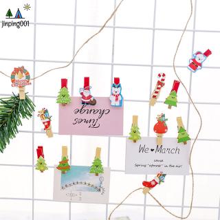 Set 10 kẹp treo ảnh làm từ gỗ kiểu giáng sinh dễ thương kích thước 3.5cm