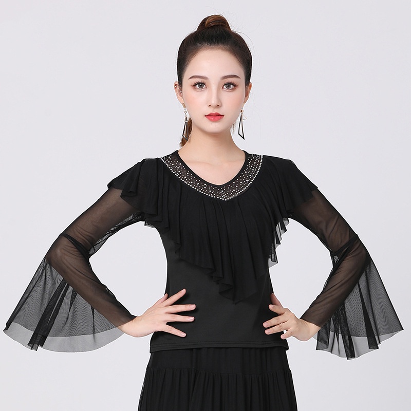 Áo Khiêu Vũ Latin Tay Loe Thiết Kế Mới Cao Cấp Thời Trang