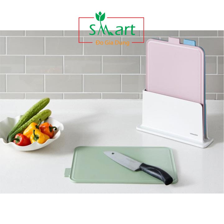 [Nhà bếp] Bộ kệ 3 thớt nhựa kháng khuẩn LOCK&LOCK Index Cutting Board CSC251