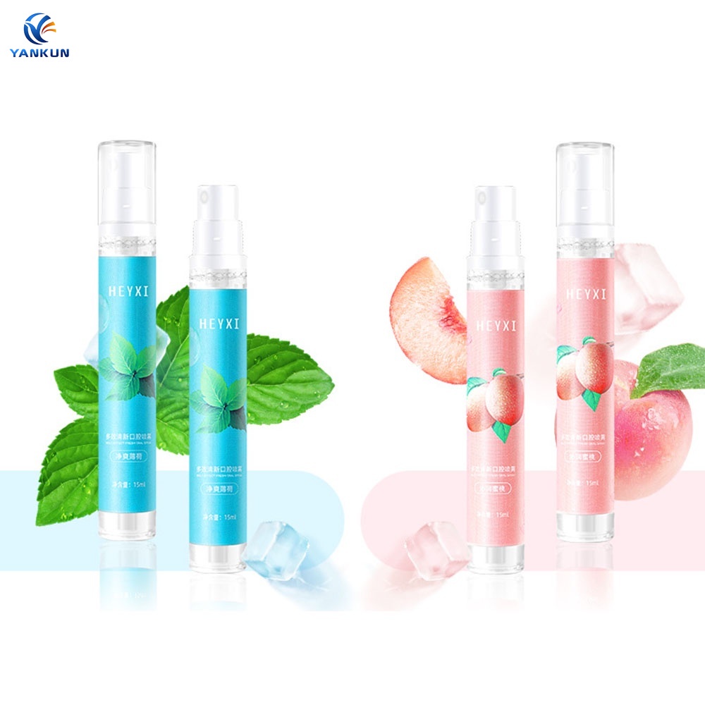 [Hàng mới về] Chai xịt thơm miệng 15ML giúp chăm sóc răng răng miệng hương đào/bạc hà đa năng tiện dụng