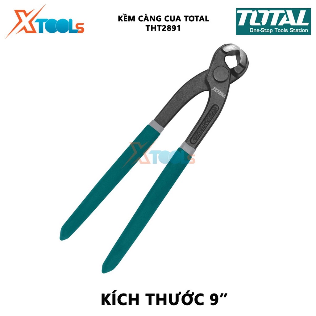 Kềm càng cua TOTAL THT2891 | Kìm càng cua đầu nhỏ Kích thước 9&quot; ,Thép Carbon, tay cầm cách điện cắt dây kim loại đồng, k