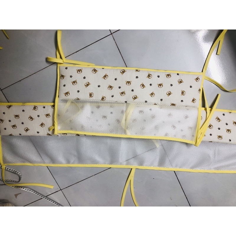 Nhận may quây cũi theo size, quây phối lưới 3d xô muslin cao cấp