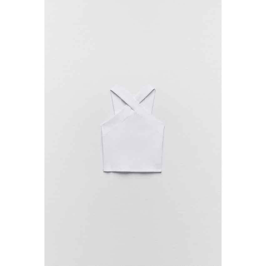 Áo croptop thun cổ chéo Zara AUTHENTIC 100%