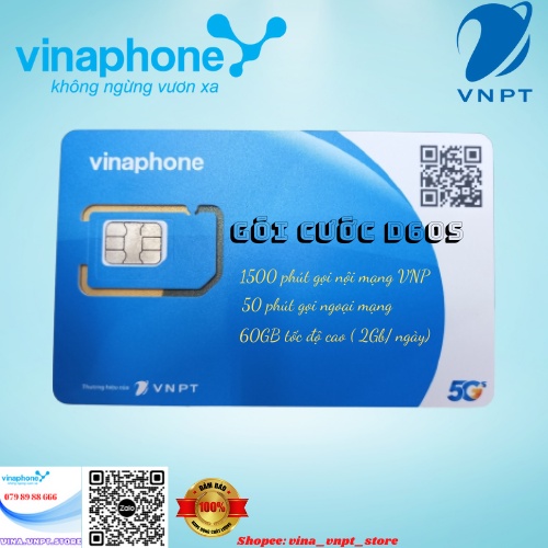 Sim Vina Gói D60S có ngay 1500 phút gọi nội mạng, 2GB/ Ngày sử dụng tốc độ cao
