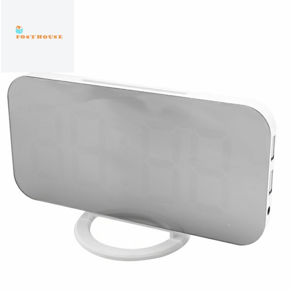 Digital Alarm Clock,6 Inch Large Led Display With Dual Usb Charger Ports Auto Dimmer Mode Easy Snooze Function, Modern M