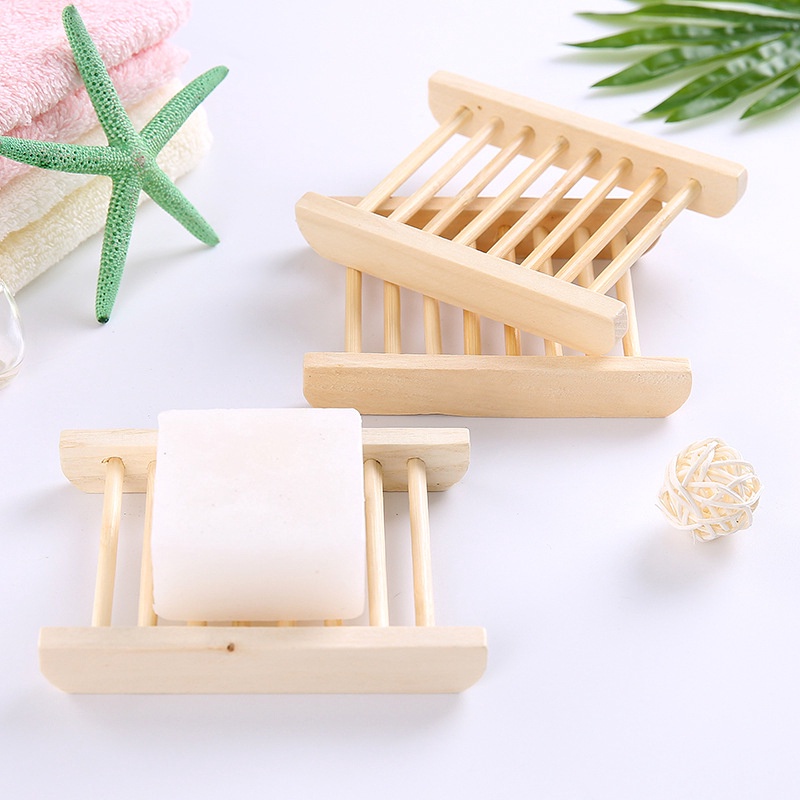 Giá Đỡ Xà Phòng Ráo Nước Bằng Gỗ Tre Tự Nhiên Nhỏ Gọn Tiện Lợi Cho Phòng Tắm/Nhà Bếp
