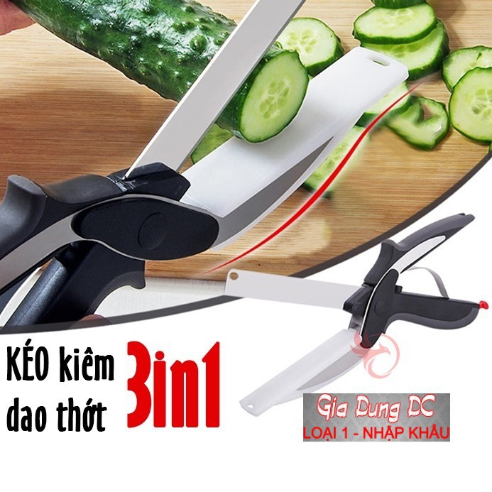 [Hàng Loại 1] Kéo cắt thức ăn thực phẩm làm nhà bếp đa năng kiêm thớt dao INOX 304 Clever Cutter 3in1 thông minh