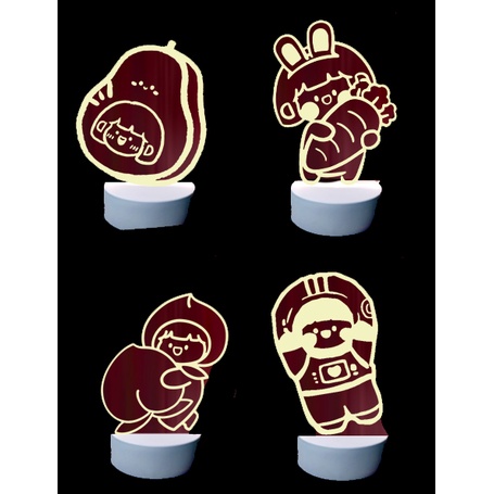 Đèn Led bò sữa trắng L1I5  Đèn Ngủ 3D quả bơ trà sữa trứng lười yakult blackpink shiba roro jump