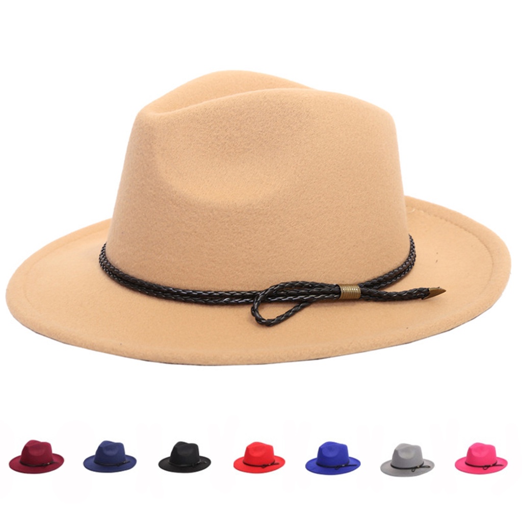 Mũ Fedora Rộng Vành Màu Sắc Vintage Thời Trang Mùa Đông Cho Nam