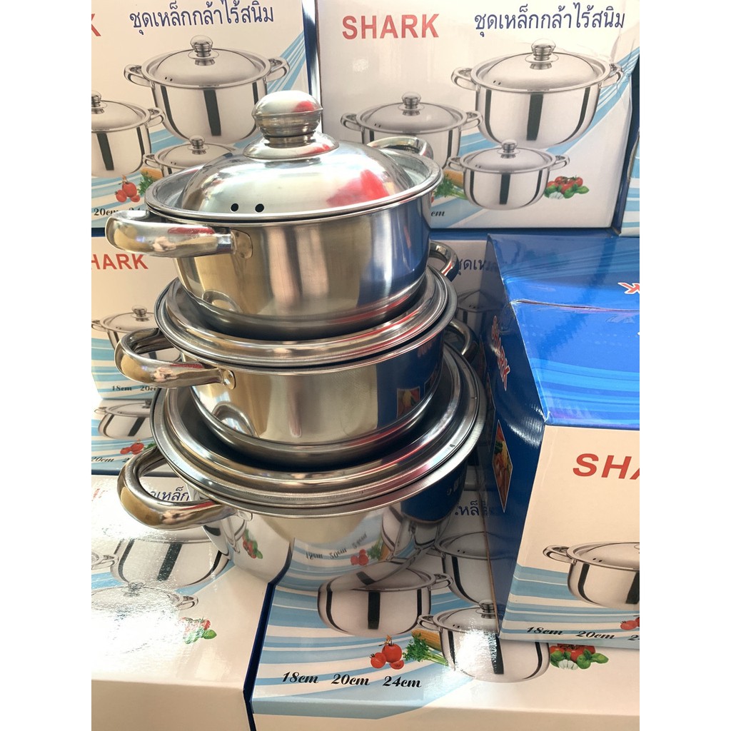 GIÁ SỈ :Bộ Nồi Shark 3 Cái Inox Cao Cấp | Shopee Việt Nam