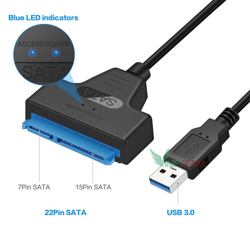 Cáp chuyển đổi kết nối Ổ Cứng HDD từ USB 2.0/ 3.0 sang Sata 22 Pin 2.5 inch