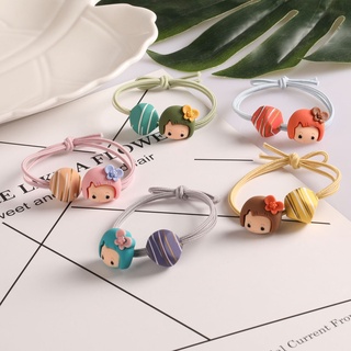 Dây cột tóc hình bé gái dễ thương và cục đá nhiều màu