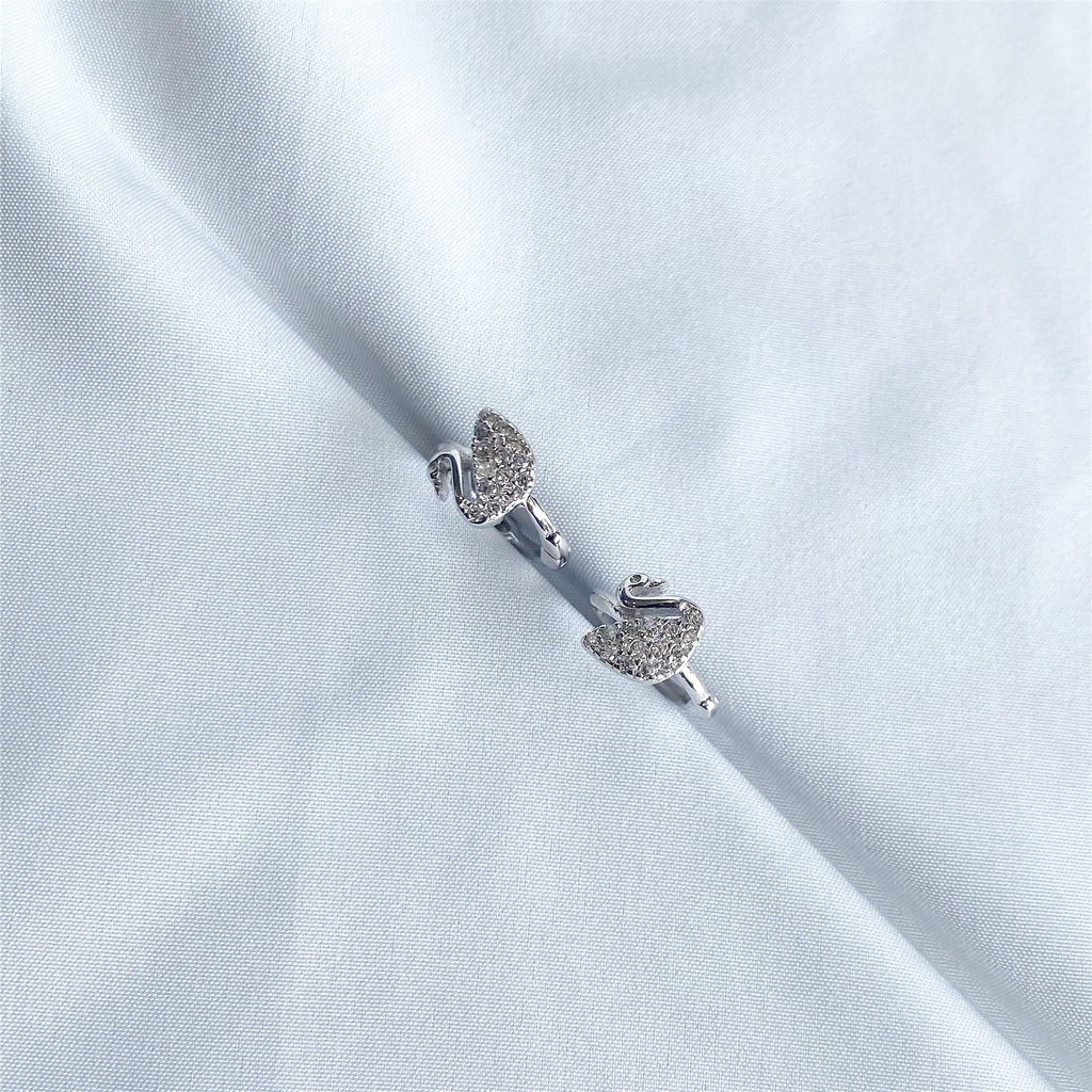 Khuyên tai bạc 925 thiên nga xinh xắn trẻ trung Dế Bạc