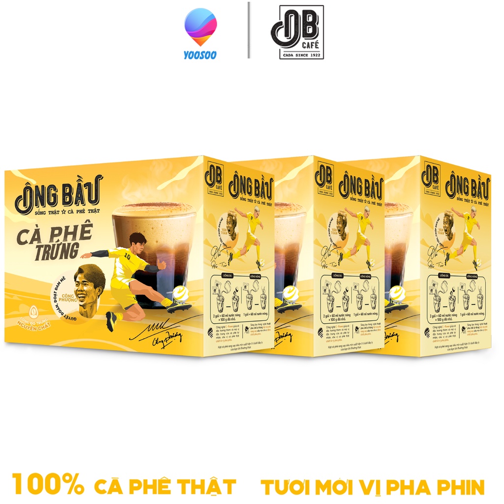 Combo 03 Hộp/ 30 Gói 24g Cà Phê Trứng Ông Bầu Hộp 10 Gói 24g, cà phê ob, ob cafe - NUTIFOOD - YOOSOO MALL