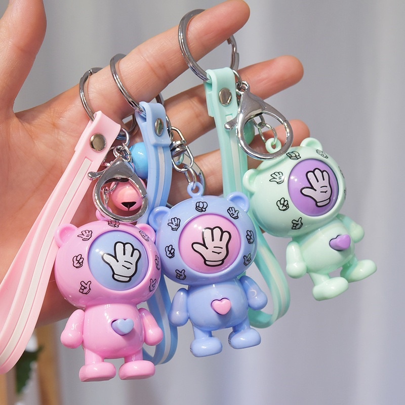 Móc khóa phi hành gia oẳn tù tì kéo búa bao có nút xoay ngẫu nhiên dễ thương Viễn Dương Computer