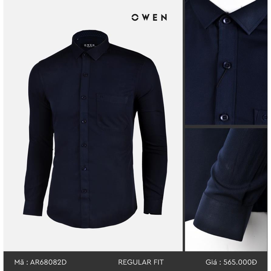 Sale Chính Hãng OWEN - Áo sơ mi ngắn Owen regular fit màu xanh đen - Áo sơ mi dài tay AR68082 hot 🌺 neww * ! %