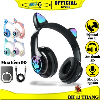 Tai Nghe Mèo Bluetooth Chụp Tai STN-28 Siêu Dễ Thương, Headphone Không dây có đèn Led 7 màu. GENG.OFFICIAL Bảo hành 12TH
