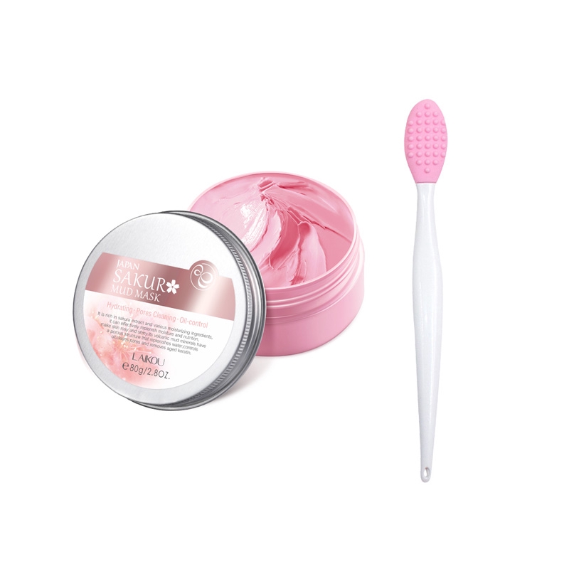 Mặt nạ LAIKOU Sakura Mud Sạch Sâu 80g + Cọ