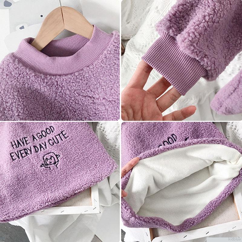 Đầm nỉ tay dài dáng rộng thêu chữ thời trang thu đông cho bé gái 1-7 tuổi