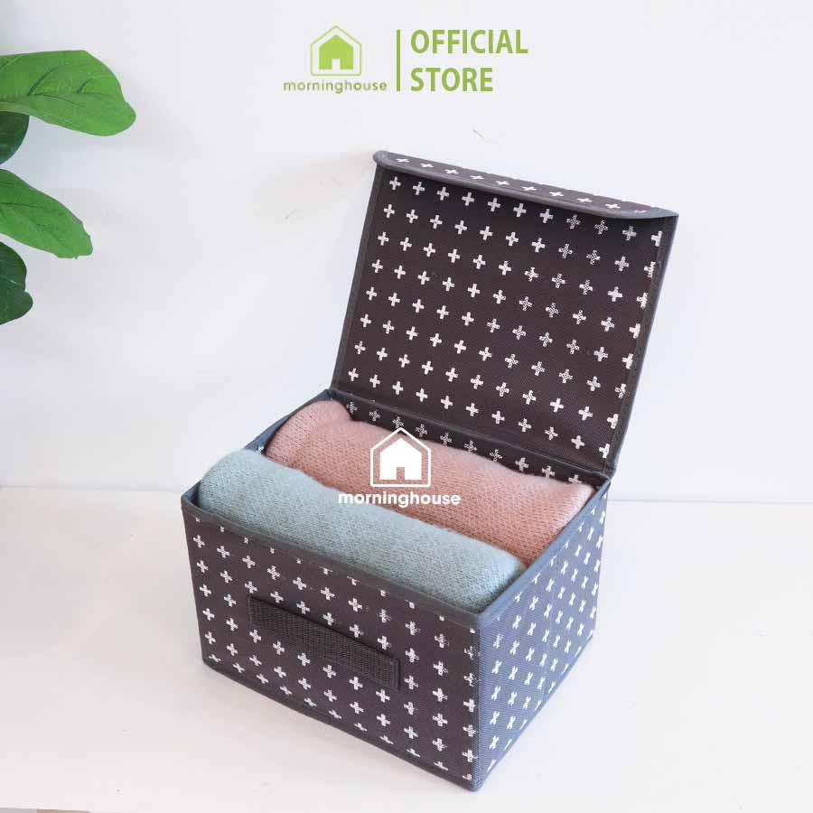 Hộp đựng quần áo gấp gọn có nắp Morning House- 15x20x25cm- Size S- Màu xám