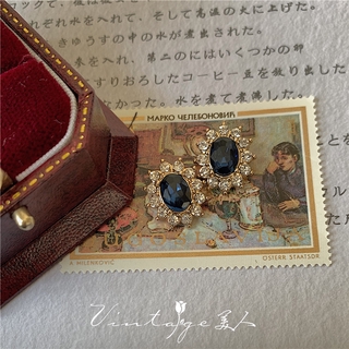 <24h Lô hàng> W&G Khuyên Tai Đính Đá Sapphire Và Kim Cương Nhân Tạo Phong Cách Cổ Điển