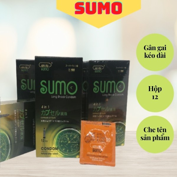 Bao cao suFreeshipSUMO chống xuất tinh sớm, kéo dài thời gian quan hệ, mỏng, gai của Nhật Bản - Hộp 12 cái