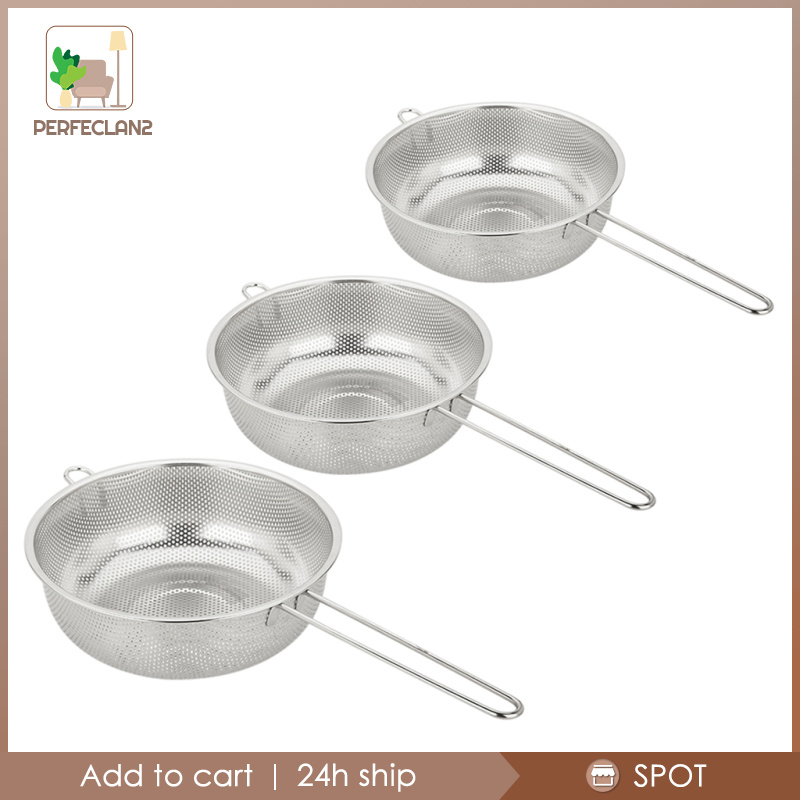 Set 2 Rây Lọc Mì Pasta Bằng Thép Không Gỉ Có Tay Cầm Dài Tiện Dụng