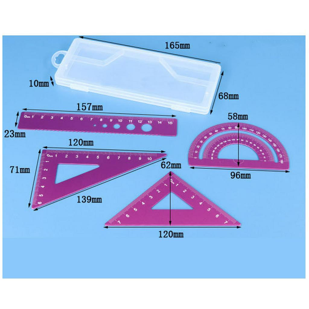 Set 4 Thước Kẻ Hình Tam Giác 15cm Bằng Hợp Kim Nhôm