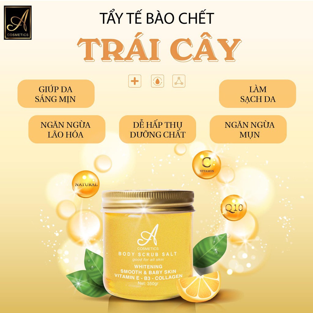 Muối Tẩy Da Chết hướng trá cây - 350g - Giúp làm sạch da và dưỡng da trắng sáng