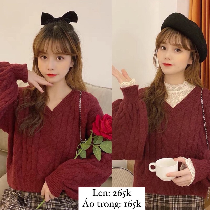 [ ÁO LEN SWEATER] Áo len sweater đỏ đô